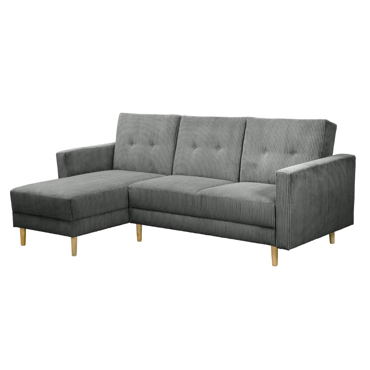 Just Cool – graues Sofa mit Récamiere, stilvoll und platzsparend